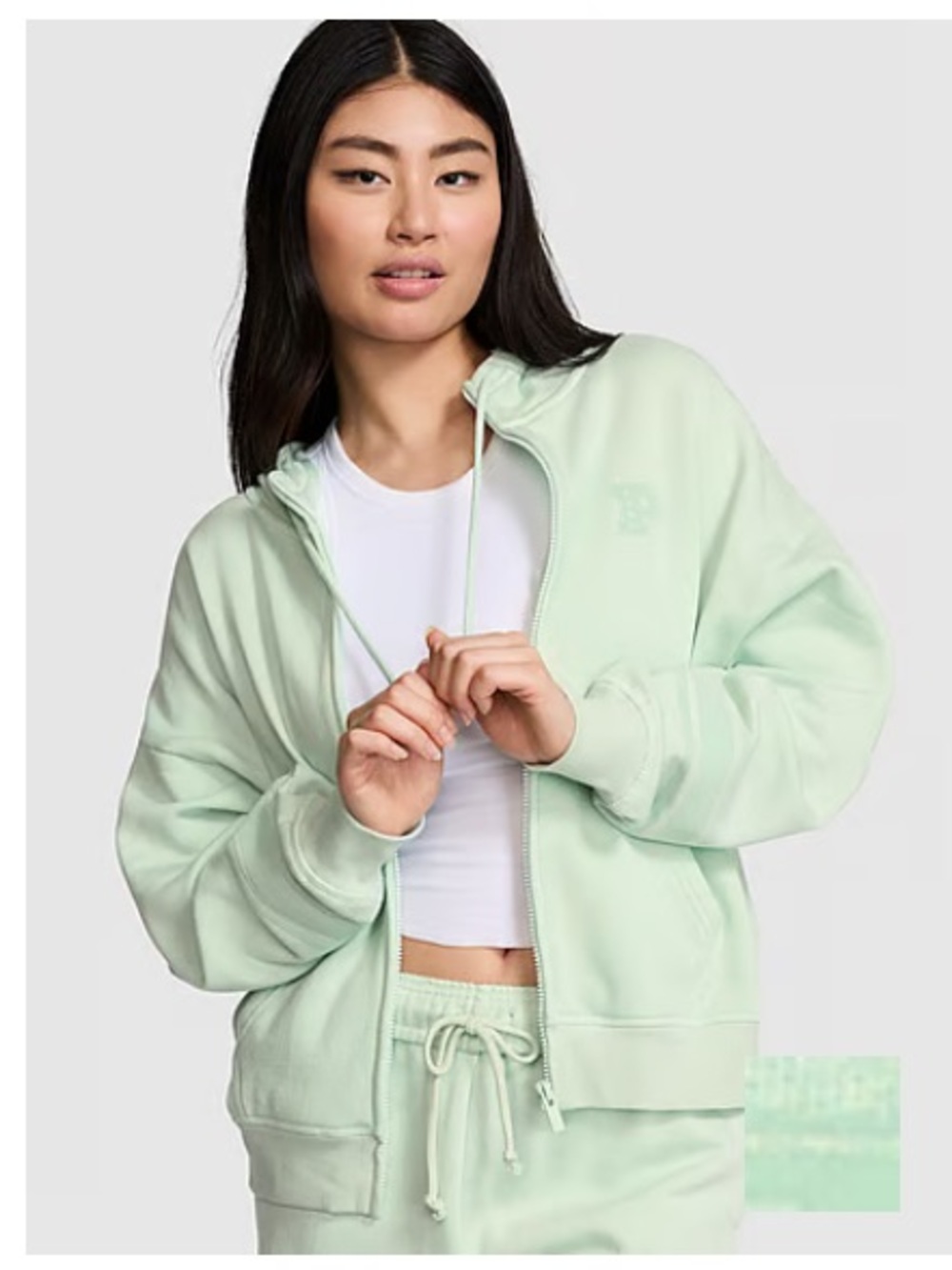 NWT Pink by Victoria’s Secret Mint Hooded Zip Sweatshirt Size M